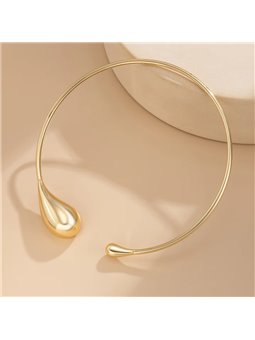 Collana rigida in lega a goccia, finish oro o argento, design minimal
