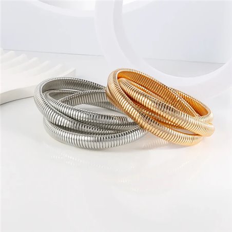 Bracciale donna in acciaio intrecciato a spirale, oro o argento