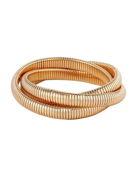 Bracciale donna in acciaio intrecciato a spirale, oro o argento