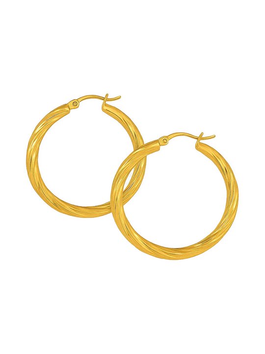 Orecchini donna a cerchio in titanio intrecciato, oro o argento