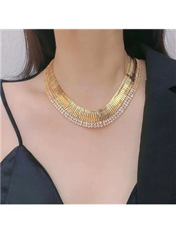 Collana girocollo rigida in lega con 2 file di cristalli effetto luxury