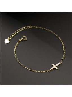 Bracciale donna in argento 925 con croce orizzontale e zirconi