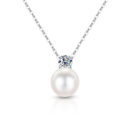 Collana donna in argento 925 con perla e moissanite da 0.30 carati