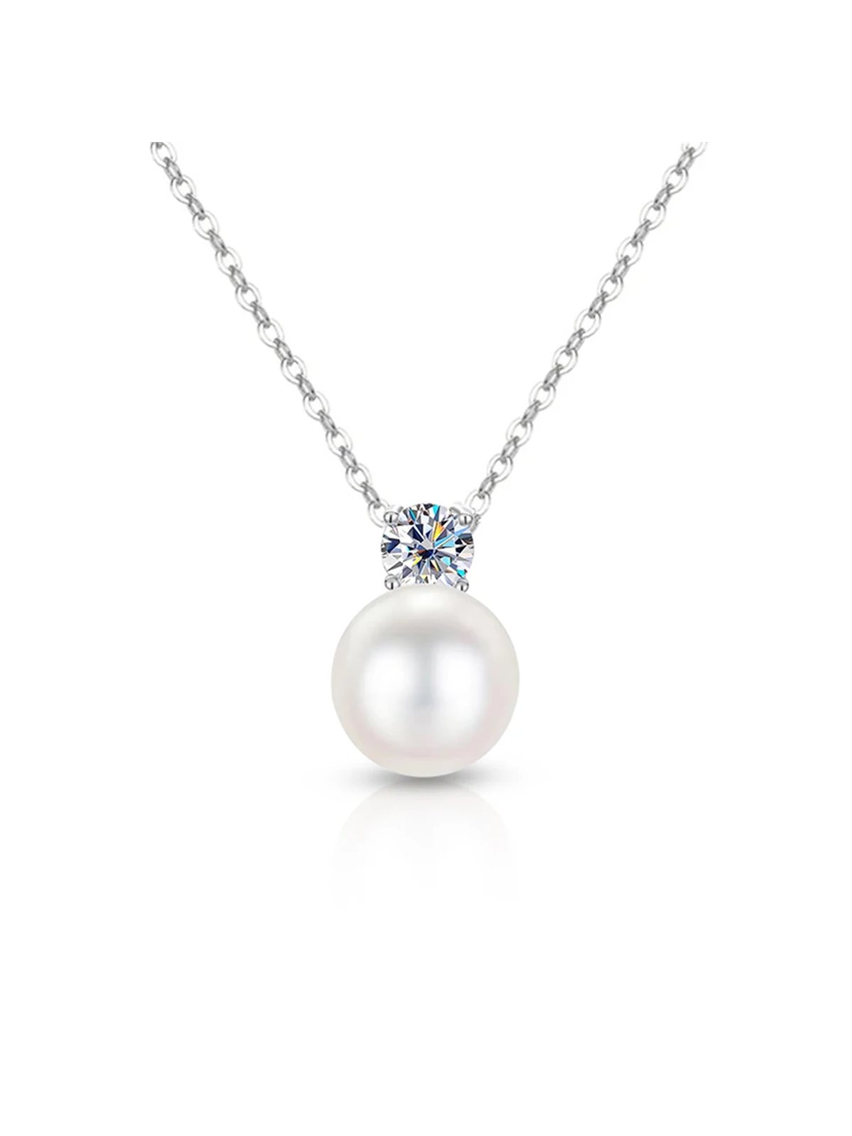 Collana donna in argento 925 con perla e moissanite da 0.30 carati