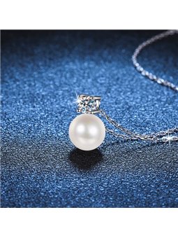 Collana donna in argento 925 con perla e moissanite da 0.30 carati