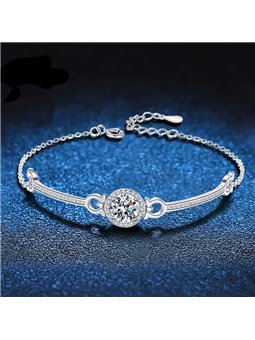 Bracciale da donna in argento 925 con moissanite rotonda da 1 carato