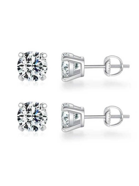 Orecchini punto luce in argento 925 con moissanite 0.50 ct ciascuno
