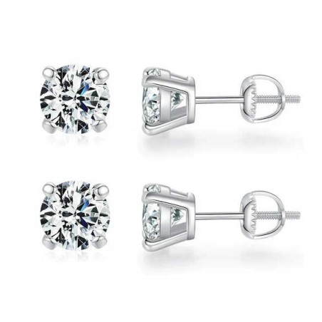 Orecchini punto luce in argento 925 con moissanite 0.50 ct ciascuno