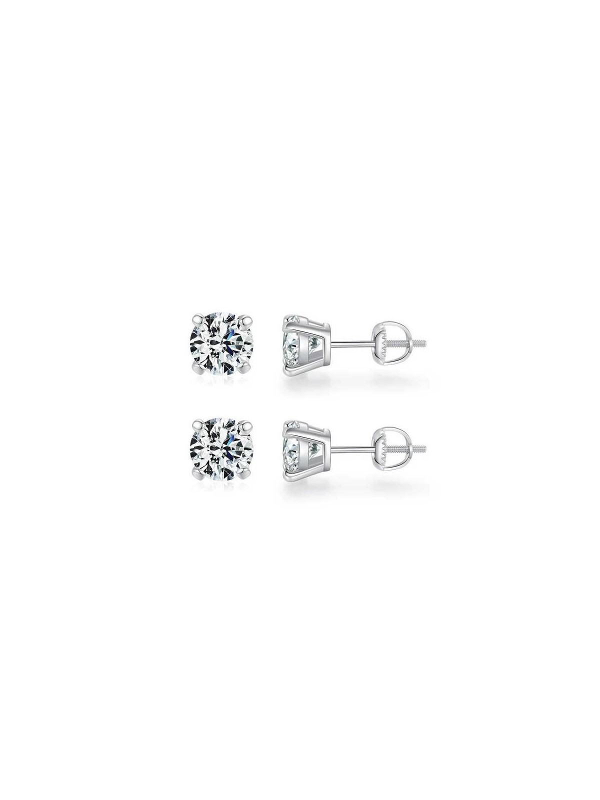 Orecchini punto luce in argento 925 con moissanite 0.50 ct ciascuno