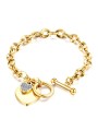 Bracciale donna titanio con catena e doppio cuore, toggle clasp
