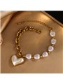 Set Collana e Bracciale Oro con Cuore Madreperla e Perle