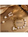 Set Collana e Bracciale Oro con Cuore Madreperla e Perle