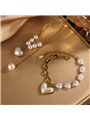 Set Collana e Bracciale Oro con Cuore Madreperla e Perle