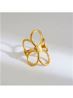 Anello Fiore Oversize in Acciaio Traforato Oro e Argento
