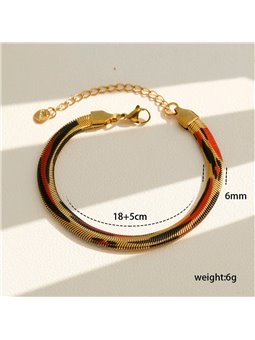 Bracciale Exotic Snake Catena Piatta Stampa Animalier Oro