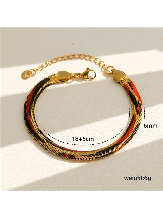Bracciale Exotic Snake Catena Piatta Stampa Animalier Oro
