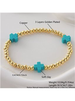 Bracciale Pop Cross Elastico con Sfere Oro e Croci Colorate