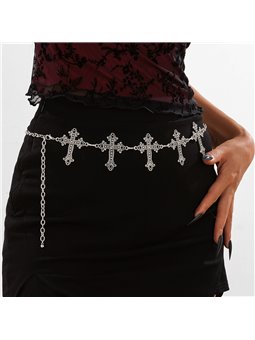 Cintura gioiello Gothic Cross con catena e croci barocche