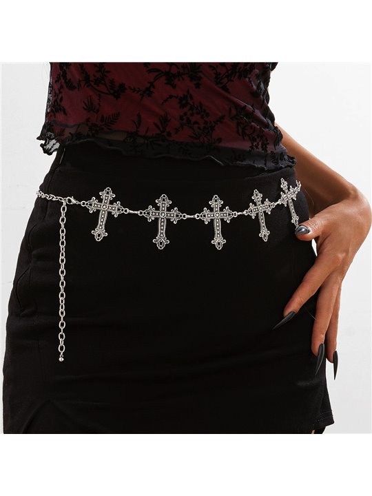 Cintura gioiello Gothic Cross con catena e croci barocche