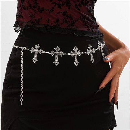 Cintura gioiello Gothic Cross con catena e croci barocche