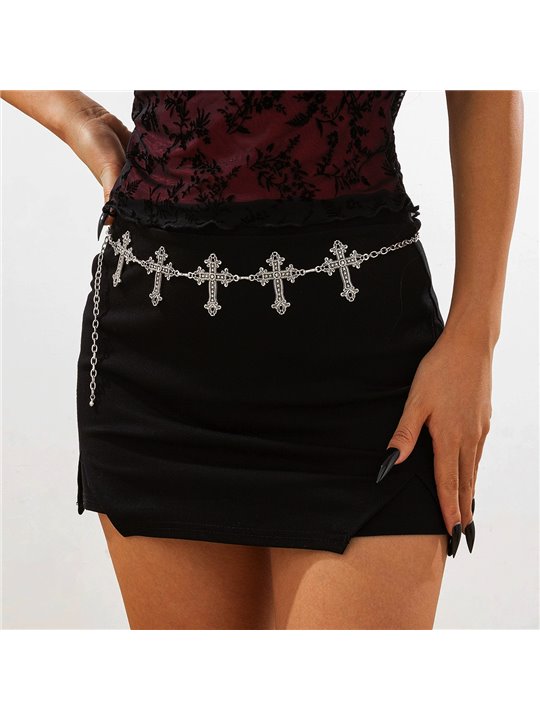 Cintura gioiello Gothic Cross con catena e croci barocche