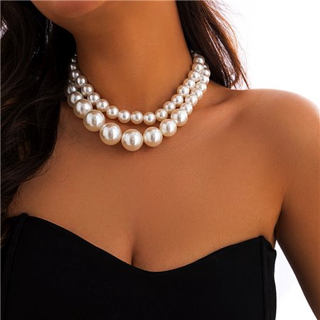 Collana Royal Grandeur a doppio filo di perle degradè extra large