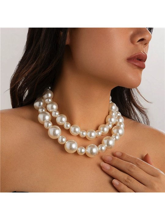 Collana Royal Grandeur a doppio filo di perle degradè extra large