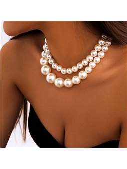 Collana Royal Grandeur a doppio filo di perle degradè extra large
