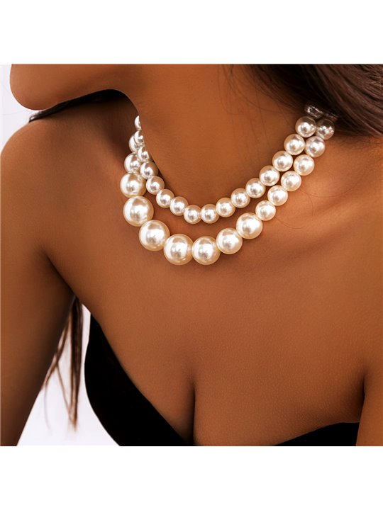 Collana Royal Grandeur a doppio filo di perle degradè extra large