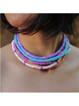 Choker Sunset Waves con dischetti colorati in pasta polimerica