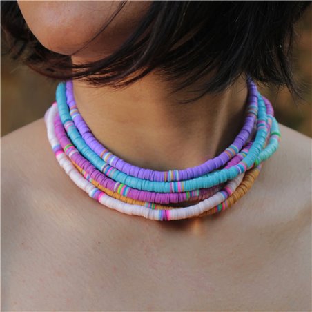 Choker Sunset Waves con dischetti colorati in pasta polimerica