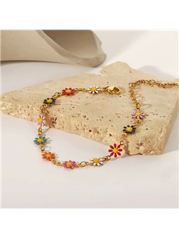 Bracciale Daisy Garden con catena dorata e margherite smaltate