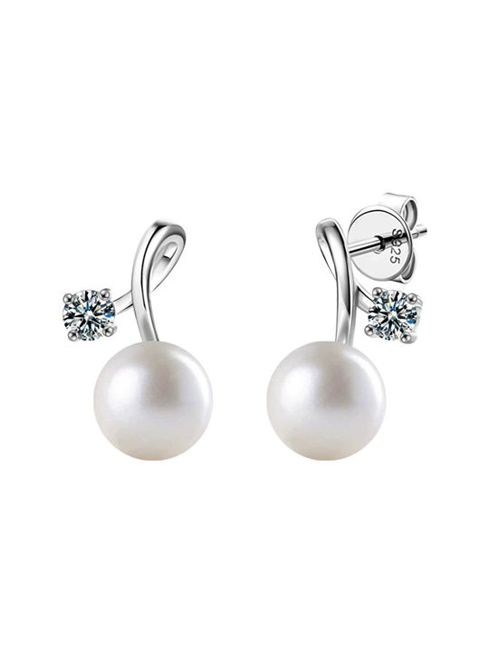 Orecchini Luce di Perla a nodo in argento S925 con zircone