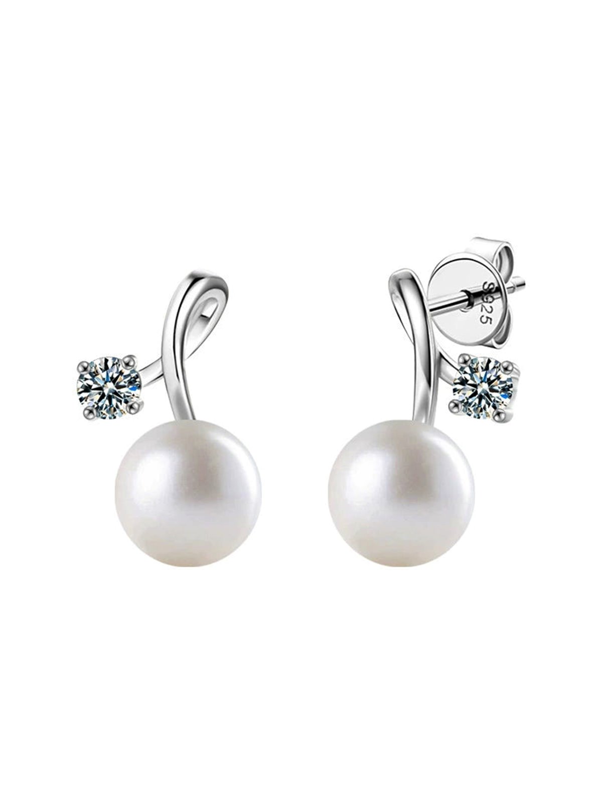 Orecchini Luce di Perla a nodo in argento S925 con zircone