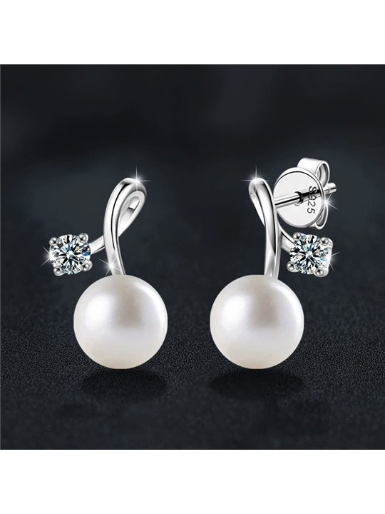 Orecchini Luce di Perla a nodo in argento S925 con zircone