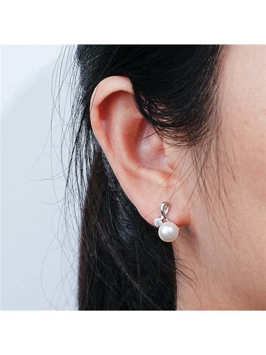 Orecchini Luce di Perla a nodo in argento S925 con zircone
