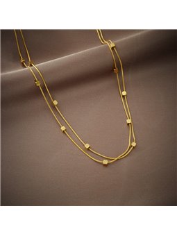 Collana Geometric Twin Doppio Filo Snake con Cubi Dorati