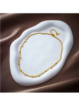 Collana Geometric Twin Doppio Filo Snake con Cubi Dorati
