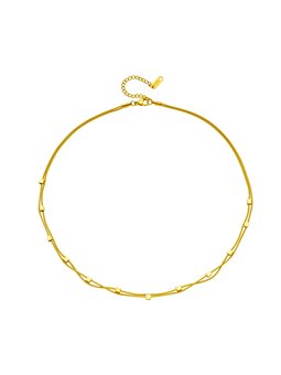 Collana Geometric Twin Doppio Filo Snake con Cubi Dorati