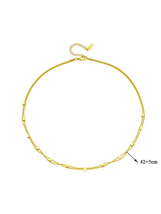 Collana Geometric Twin Doppio Filo Snake con Cubi Dorati