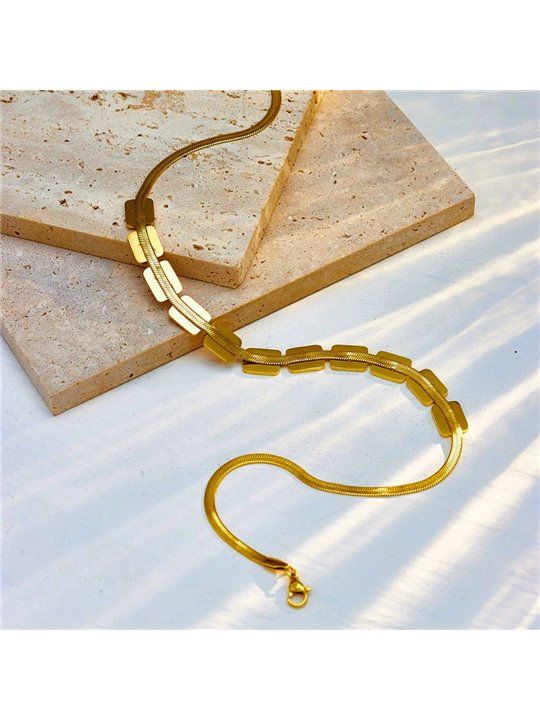 Collana Urban Shield Girocollo Flat Snake con Placche Gold