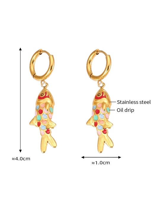Set Oriental Koi Collana e Orecchini Acciaio e Perle
