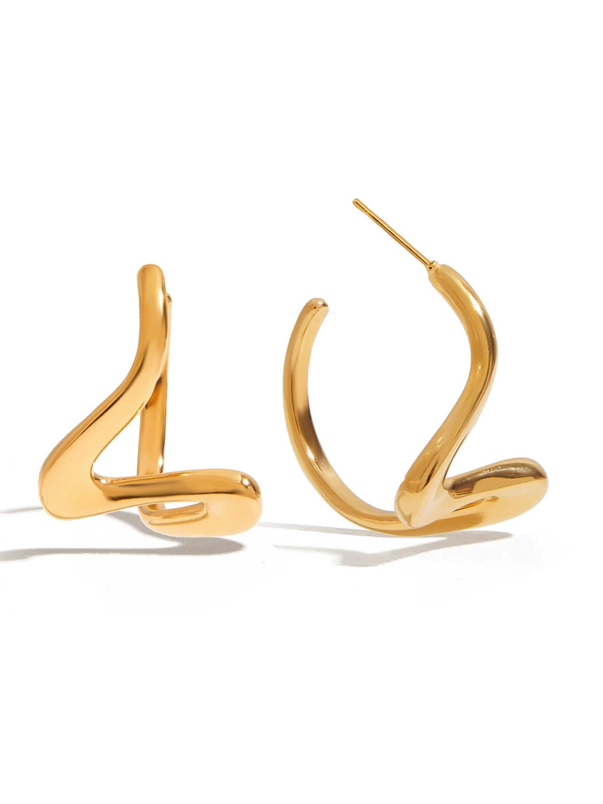Orecchini Fluid Curve Cerchi Astratti Acciaio Inossidabile