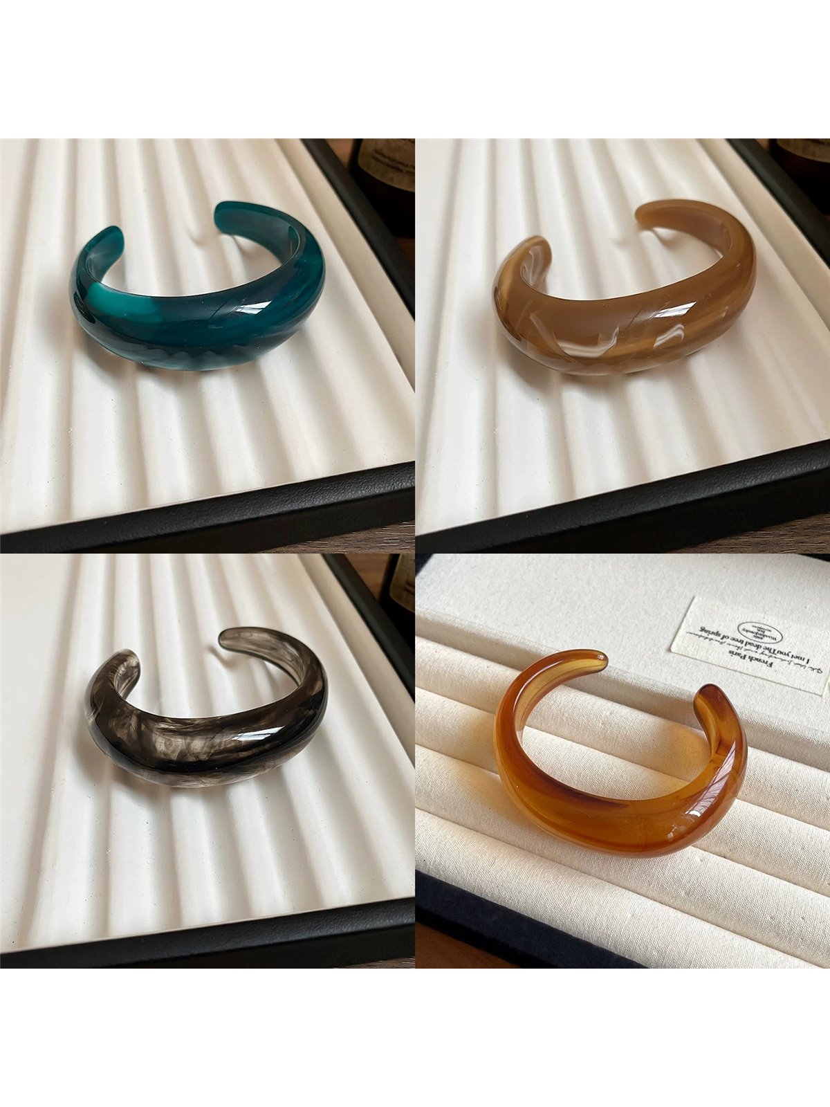 Bracciale rigido Amber Waves stile chunky in acrilico ambrato