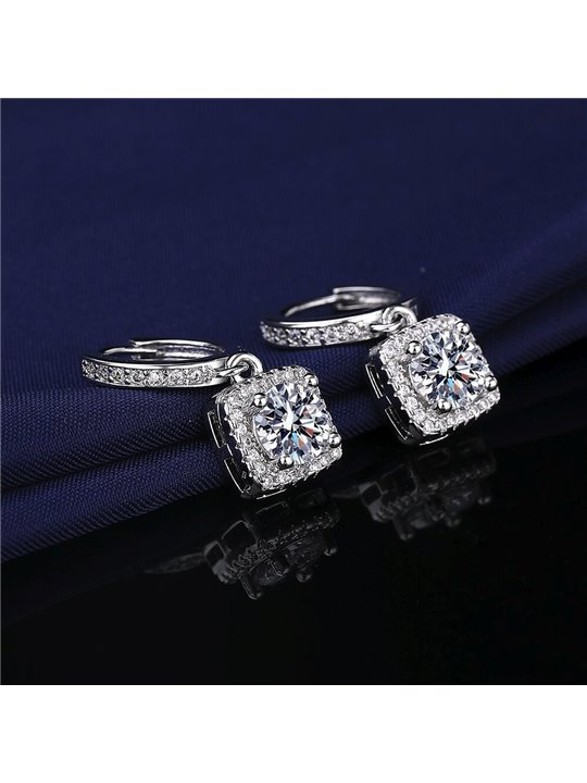 Orecchini pendenti Royal Halo con pavé di zirconi brillanti
