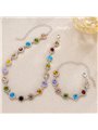 Parure Rainbow Halo con collana e bracciale ai cristalli colorati