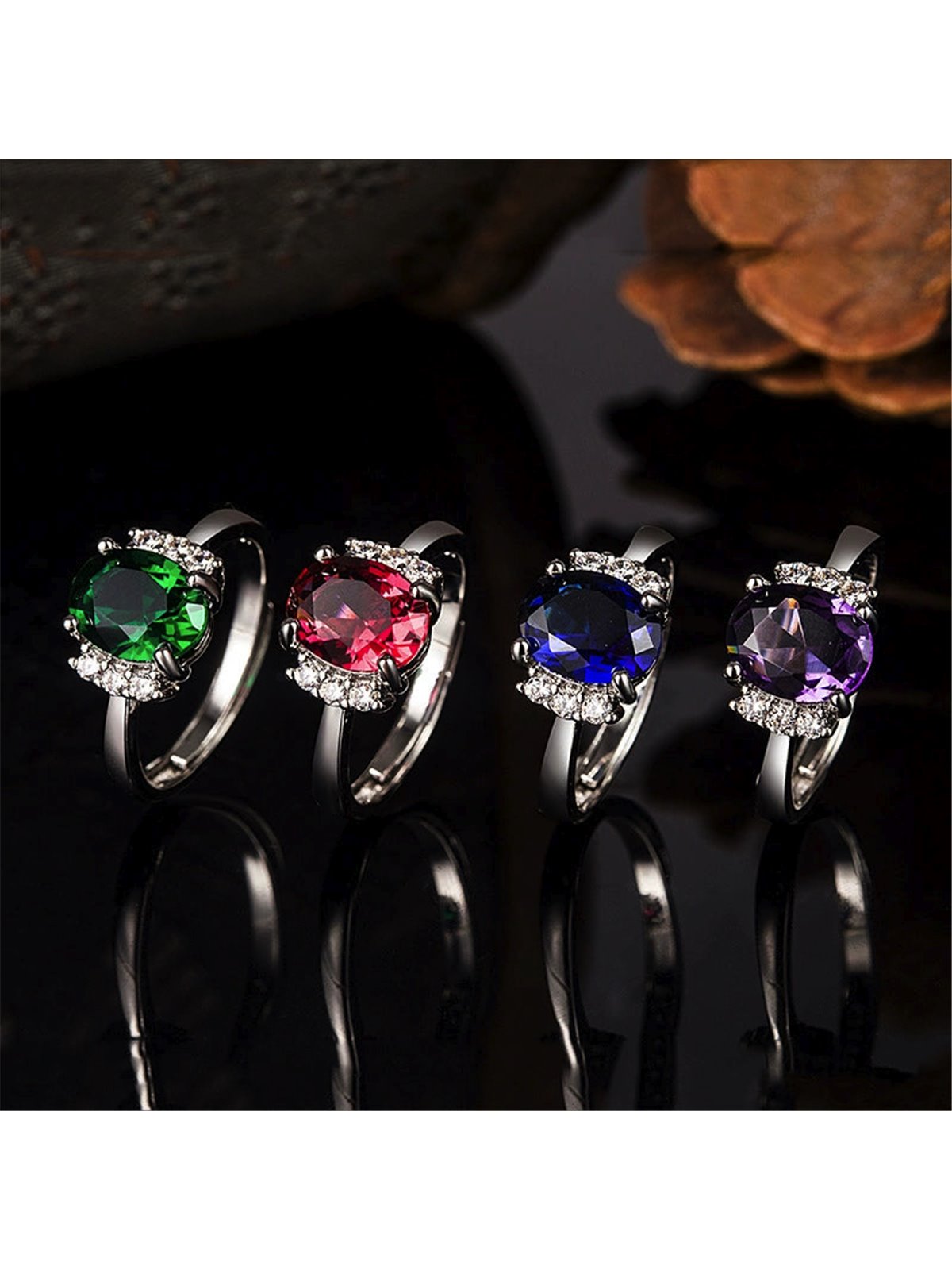 Anello solitario Royal Velvet in rame placcato platino