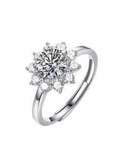 Anello solitario Stellar Bloom in argento 925 e moissanite