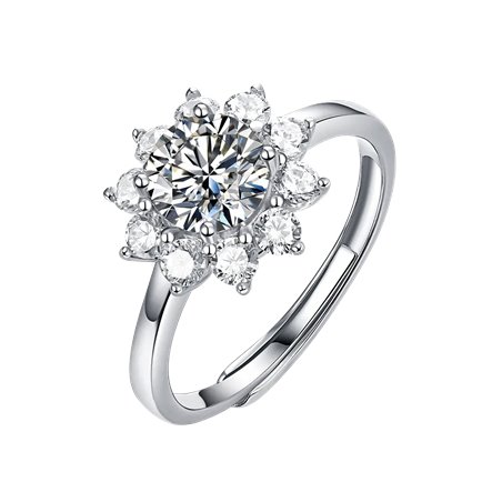 Anello solitario Stellar Bloom in argento 925 e moissanite
