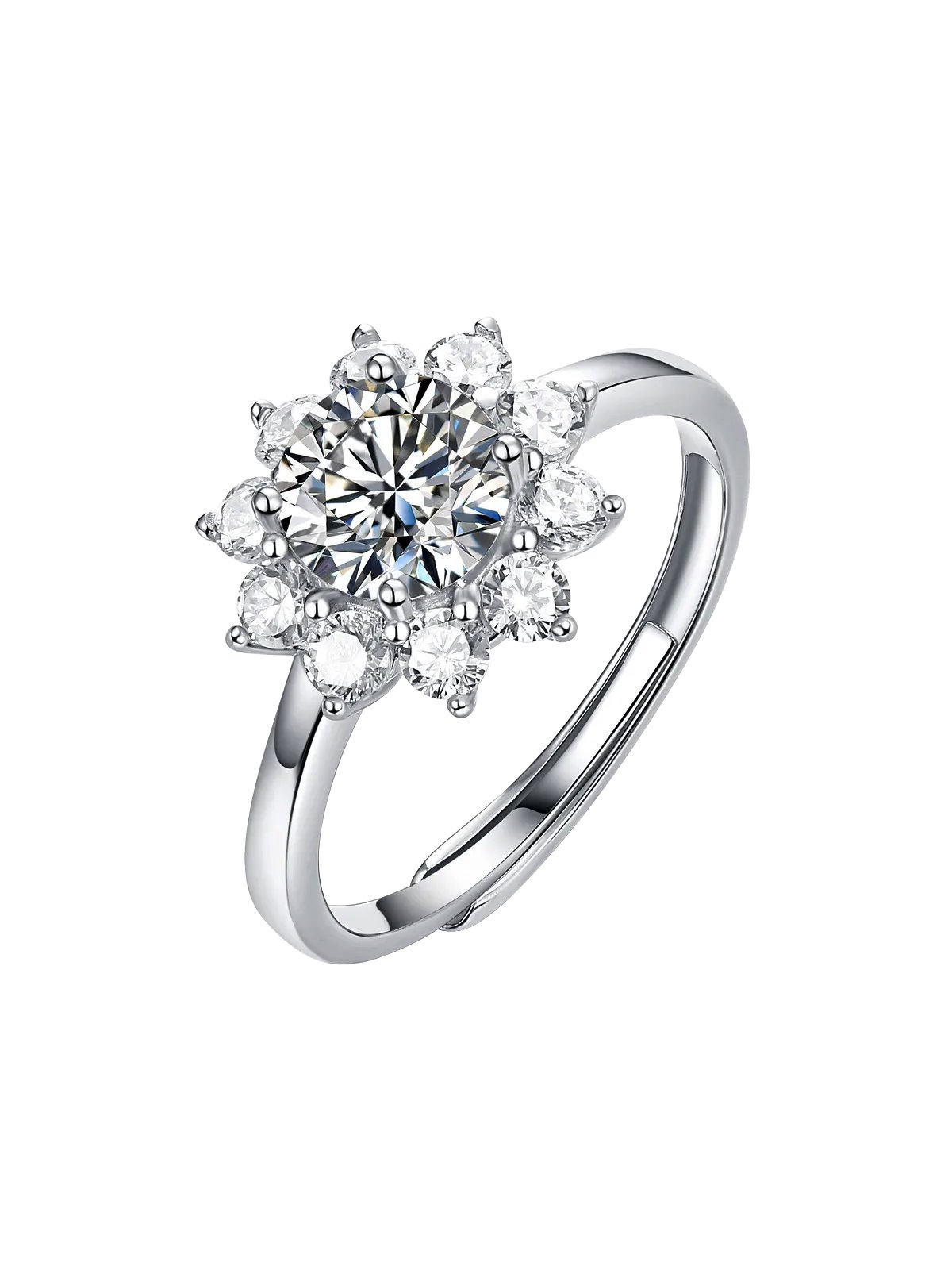 Anello solitario Stellar Bloom in argento 925 e moissanite